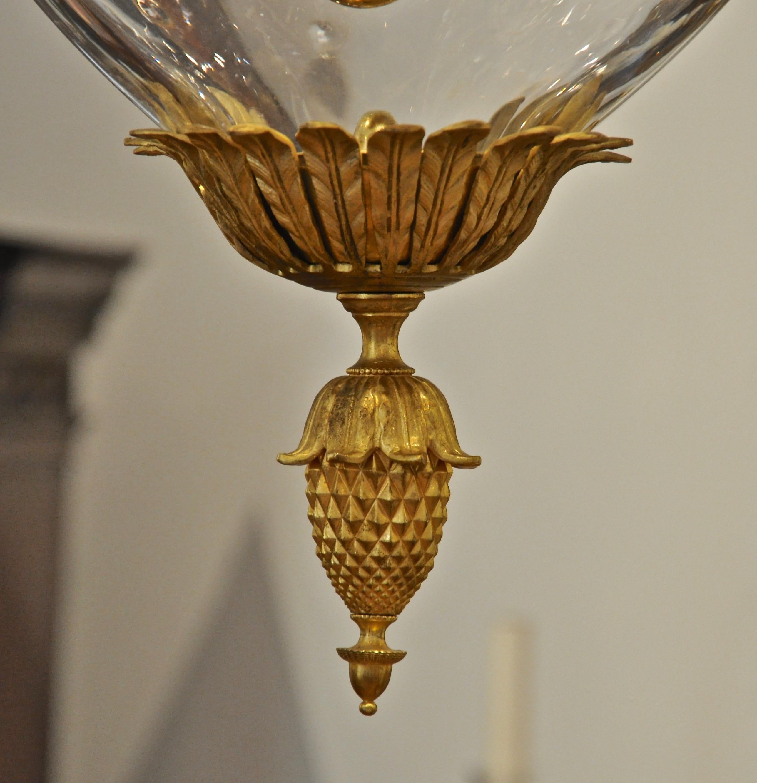 Russian Gilt Bronze Neoclassical Style Bell Jar Hall Lantern 3