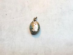 Russian Gilt Enamel Cloisonne Egg Pendant, Workmaster Pavel Ovchinnikov