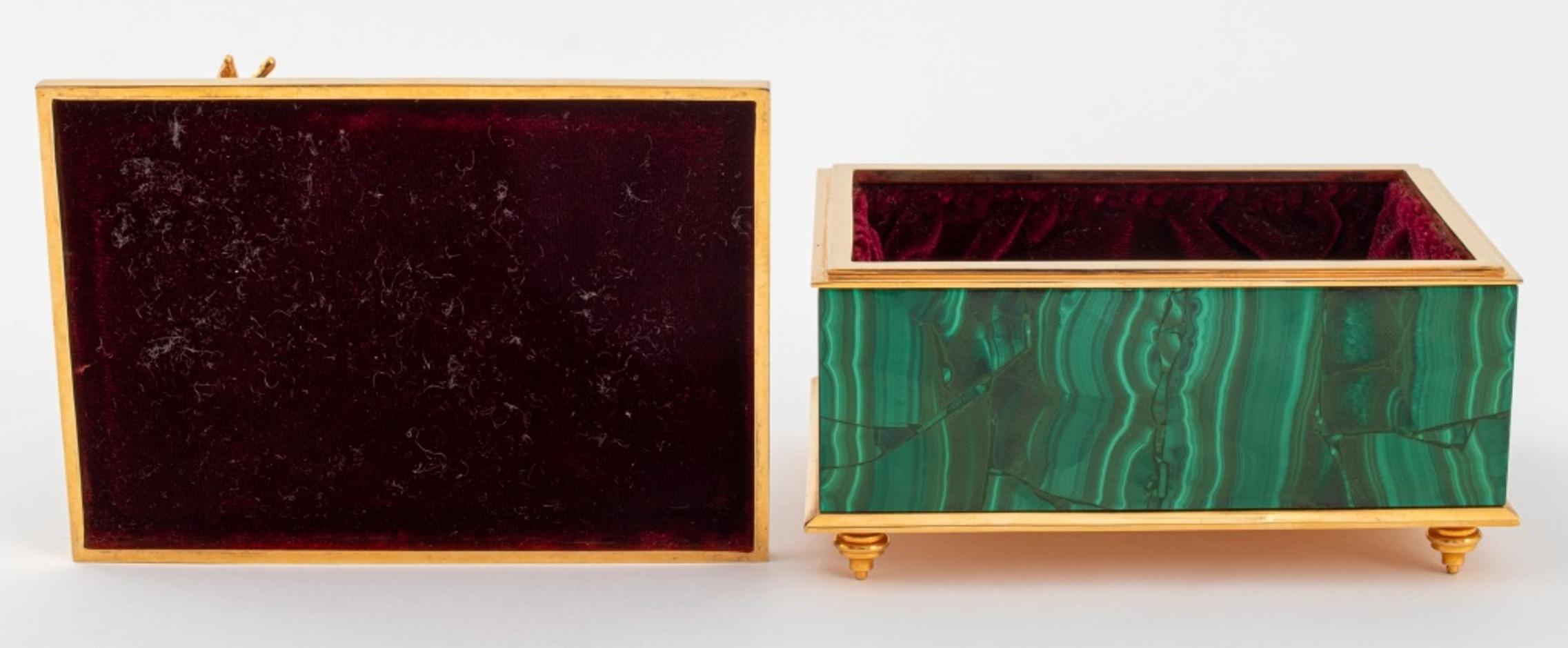 Russian Gilt Metal and Malachite Box In Good Condition In New York, NY