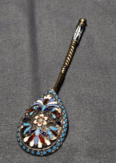 Russian Gilt Silver and Cloisonné Spoon