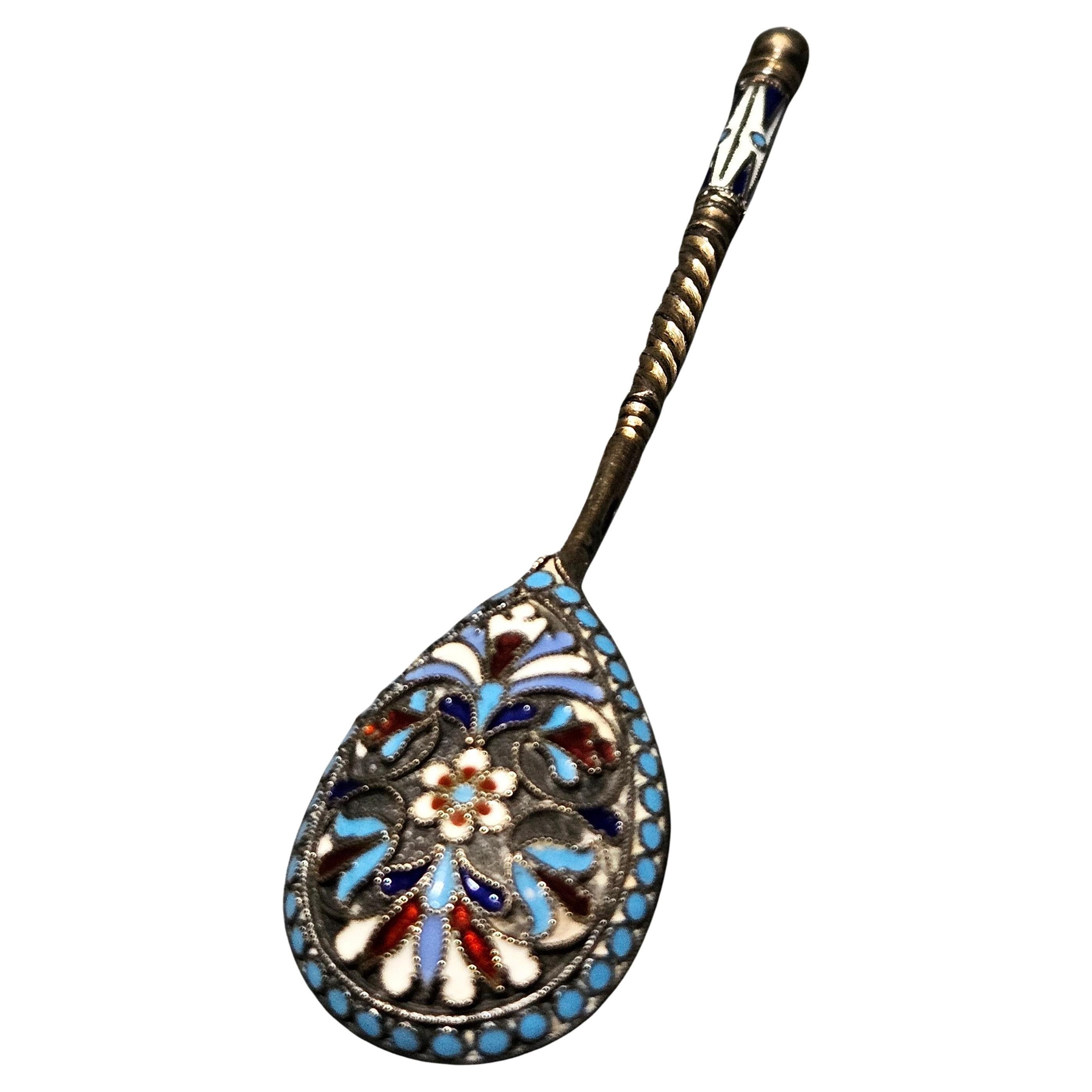 Russian Gilt Silver and Cloisonné Spoon