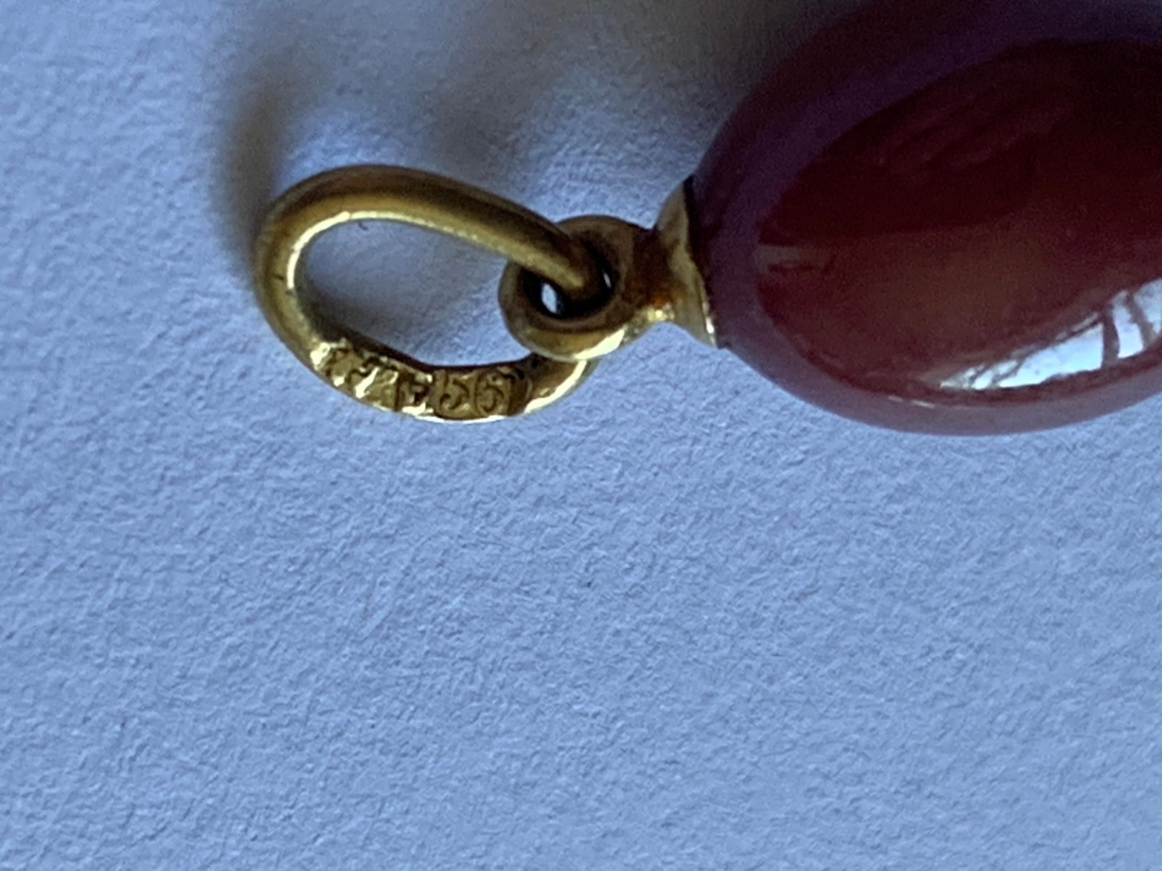 Charm a forma di uovo montato in oro russo 14ct A.H. in vendita 6