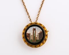 1880s Russian Gold Micro-Mosaic Pin/Pendant by Blumenthaller, St. Petersburg