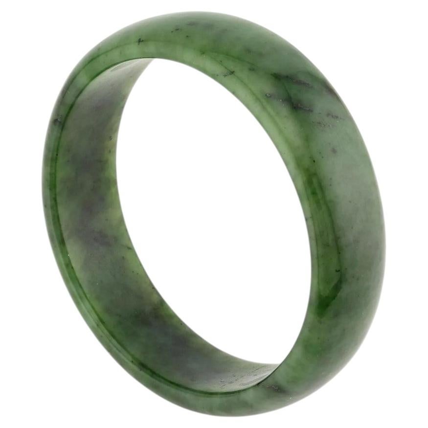 Russian green nephrite jade bangle bracelet, solid bracelet 62 mm For Sale