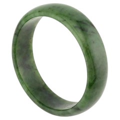 Russian green nephrite jade bangle bracelet, solid bracelet 62 mm