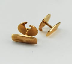 Russian Hammer & Sikkel Marked 14k Rose Gold Mens Cufflinks Diamond Cut & Nugget