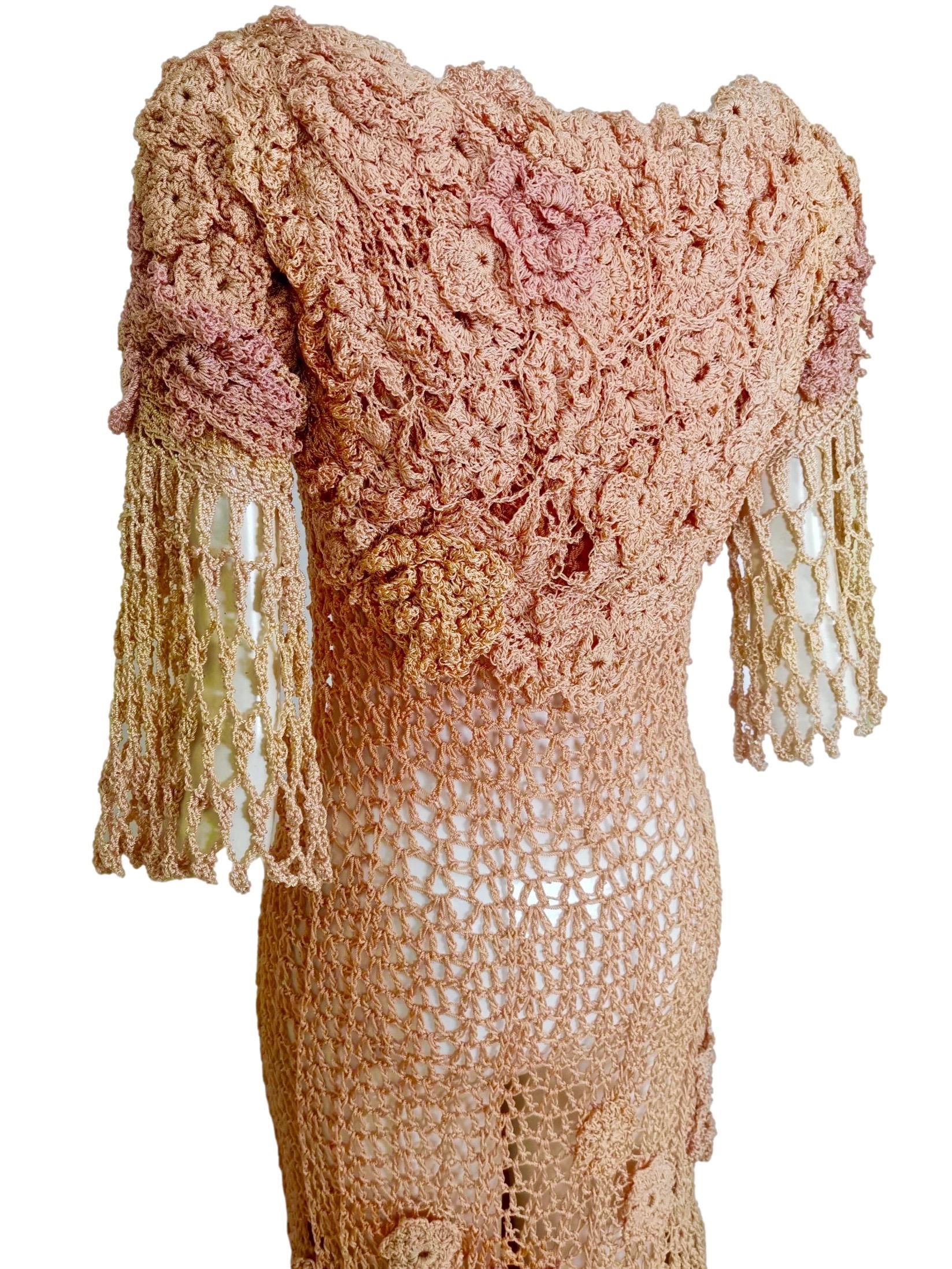 Russian Hand Crocheted Rayon Summer Dress   For Sale 13