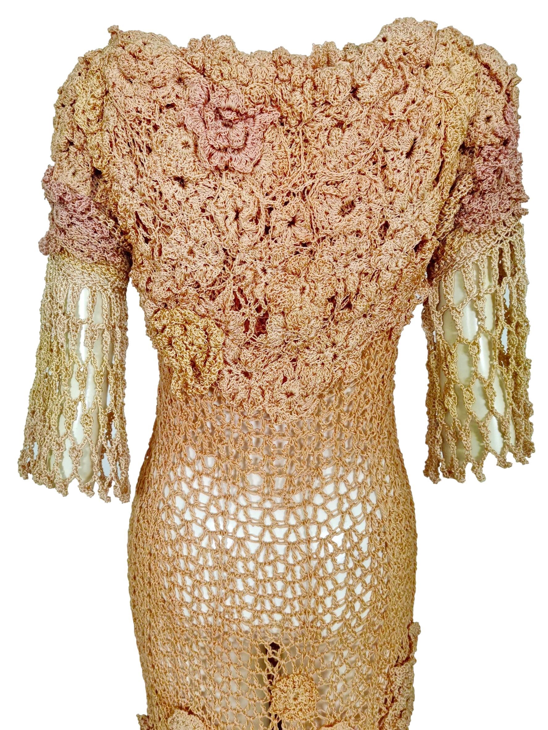 Russian Hand Crocheted Rayon Summer Dress   In Excellent Condition For Sale In Bath, GB