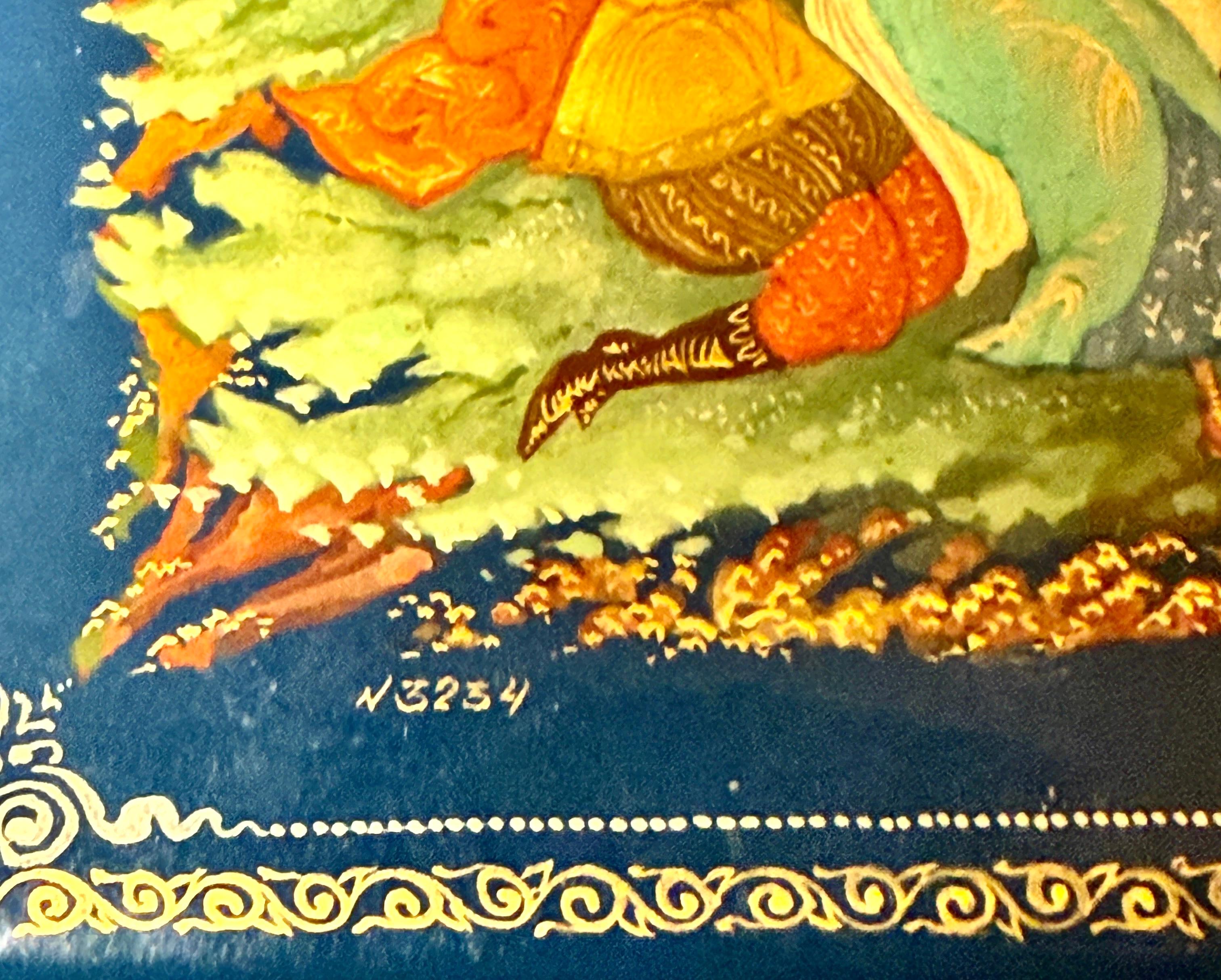Russian Hand-Painted Lacquer Box – Swan Lake Scene For Sale 5