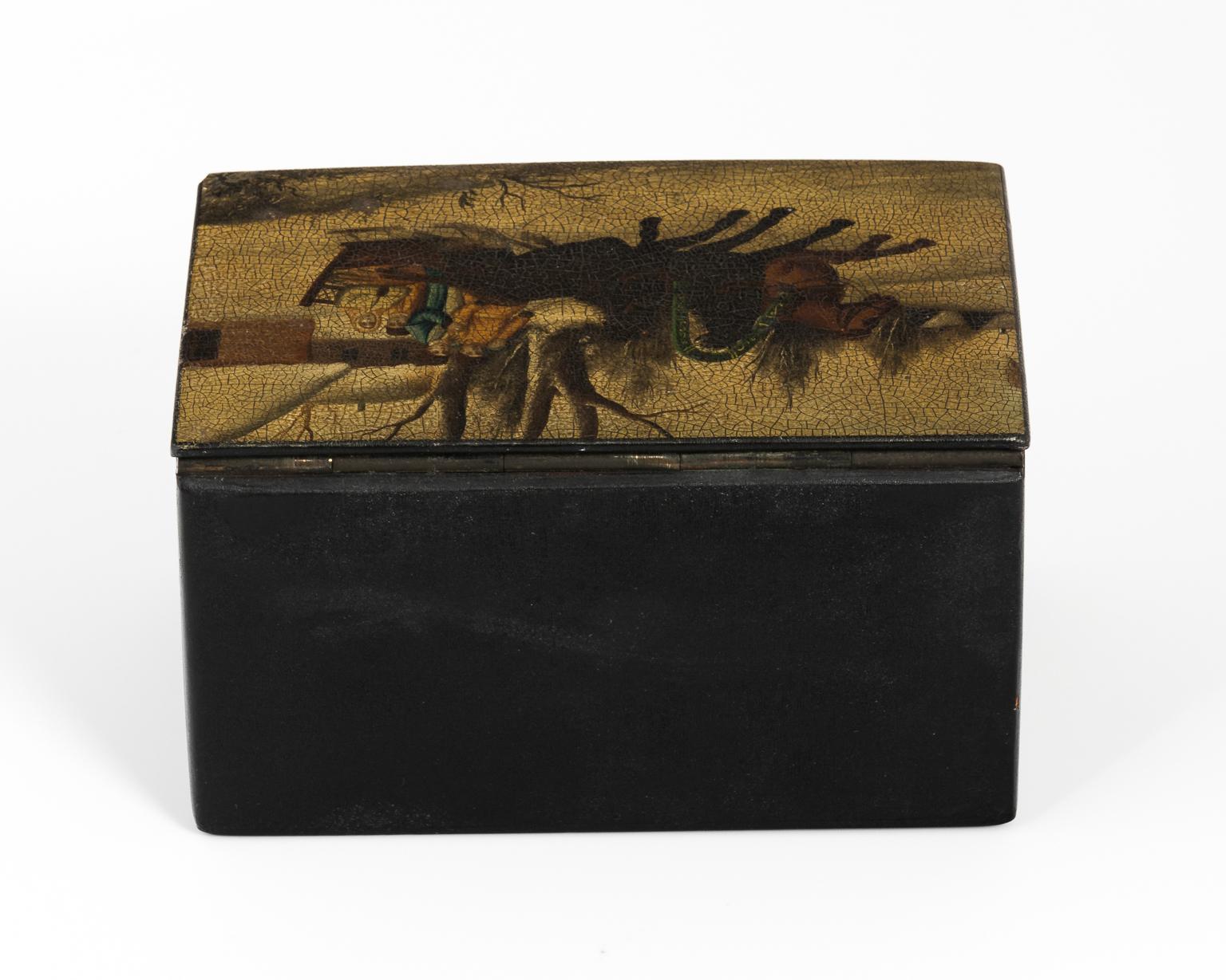 Russian Hand-Painted Lacquered Tea Box For Sale 2