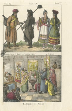 Russian Hatter and Chimney Sweep, Russian Women and a Baptism, 1842