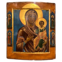 Russian Icon depicting Mother of God 'Tikhvinskaia', Mid-19th Century