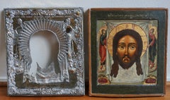 Russian icon depicting the Holy Mandylion, circa 1700, with silver rizza 19th c.