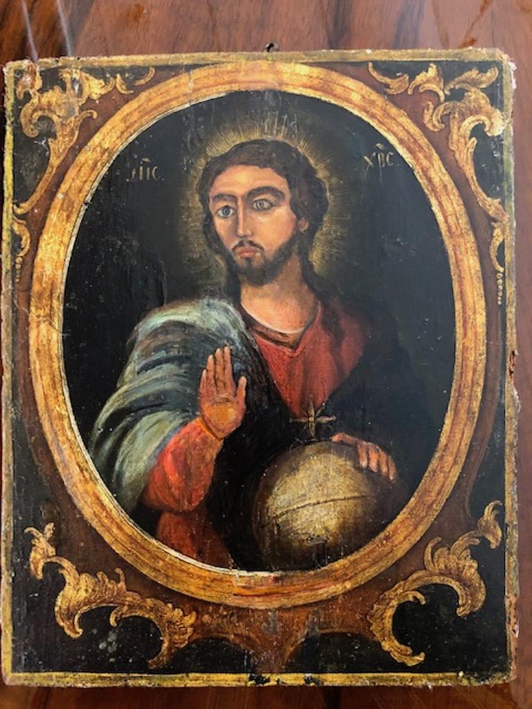 Wood Russian Icon of Christ Pantocrator