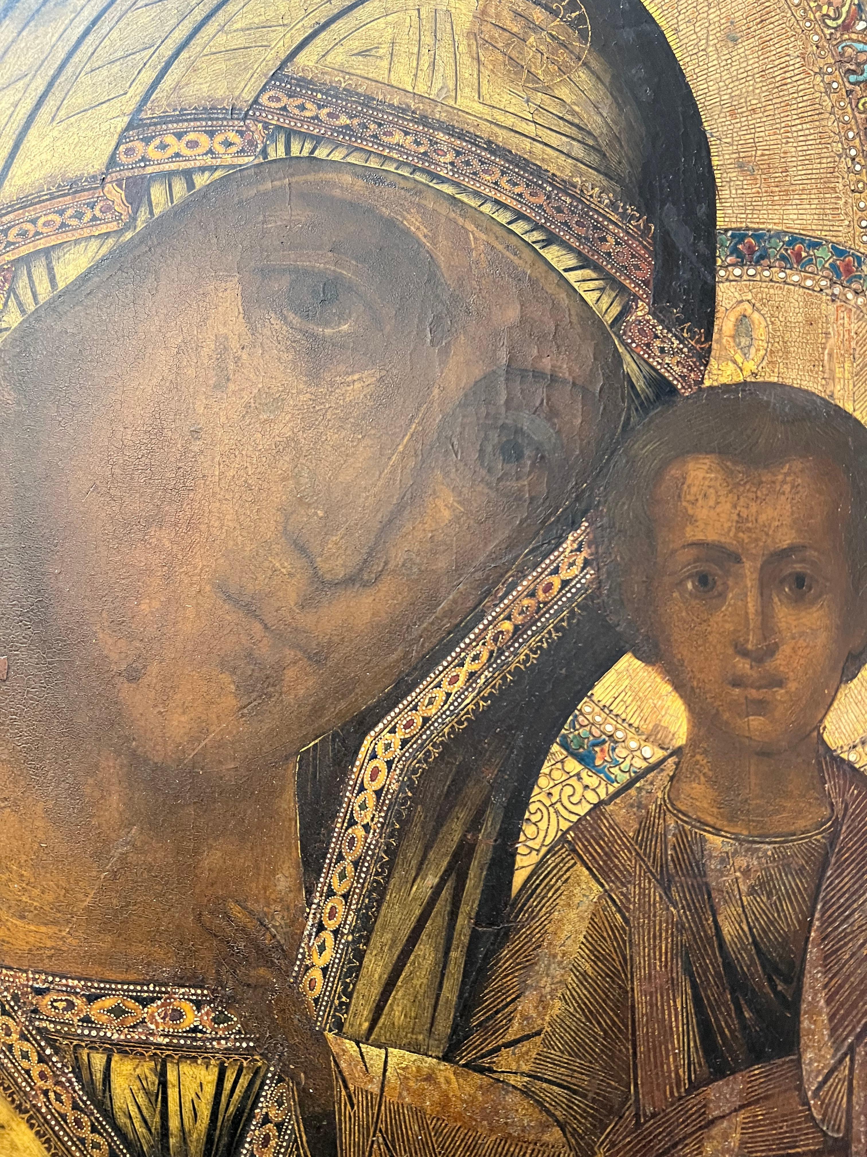 Russian Icon of Kazan Mother of God (Holz) im Angebot