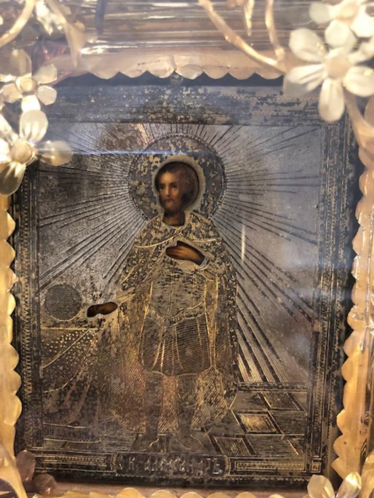 Russian Icon of Saint Alexander In Good Condition In Houston, TX