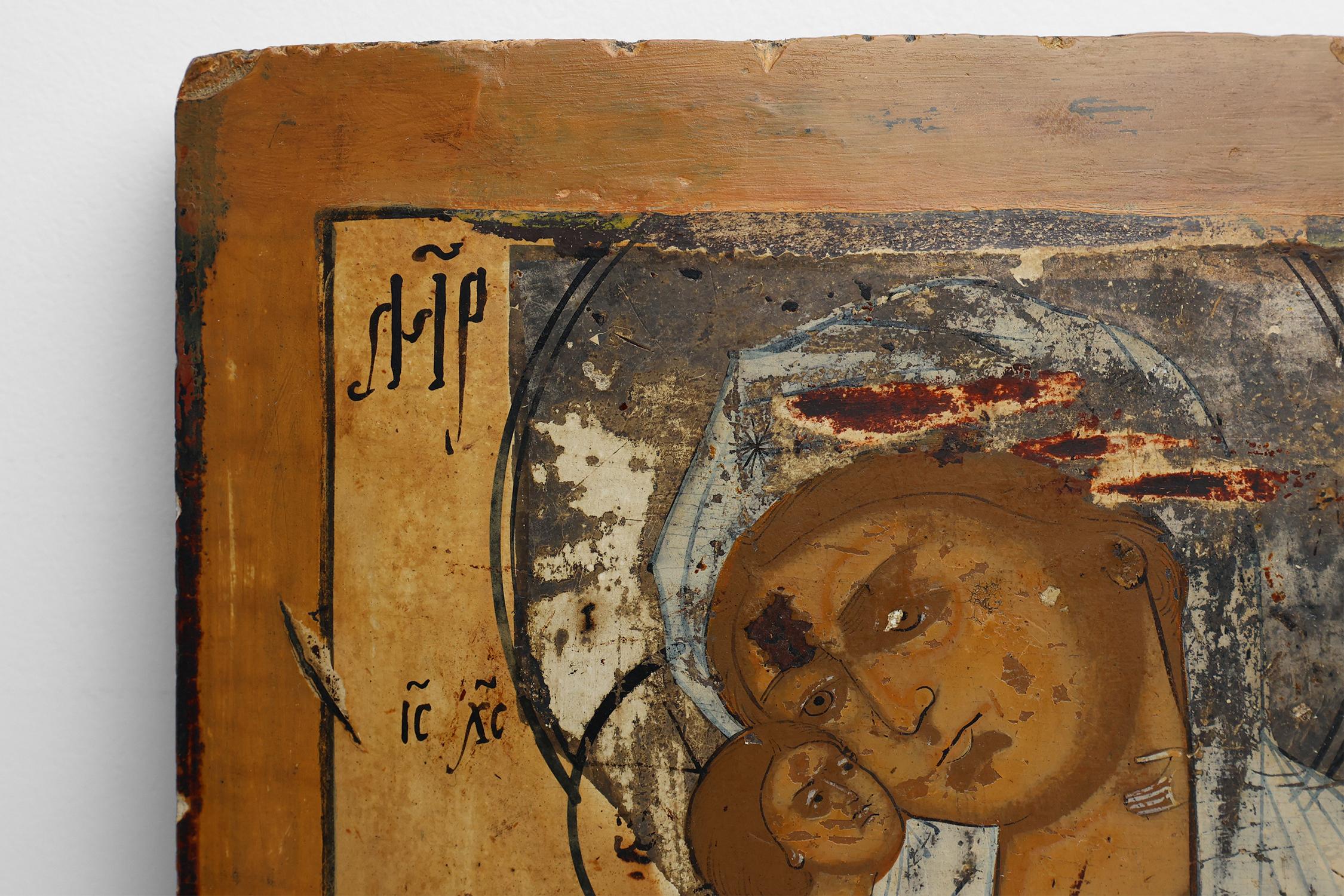 Russo Icone russe della Vergine della Tenerezza (Eleousa), XIX secolo in vendita