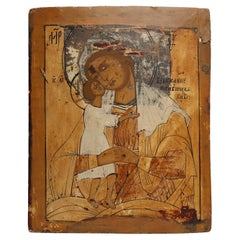Russian Icon of the Virgin of Tenderness (Eleousa), 19th Century