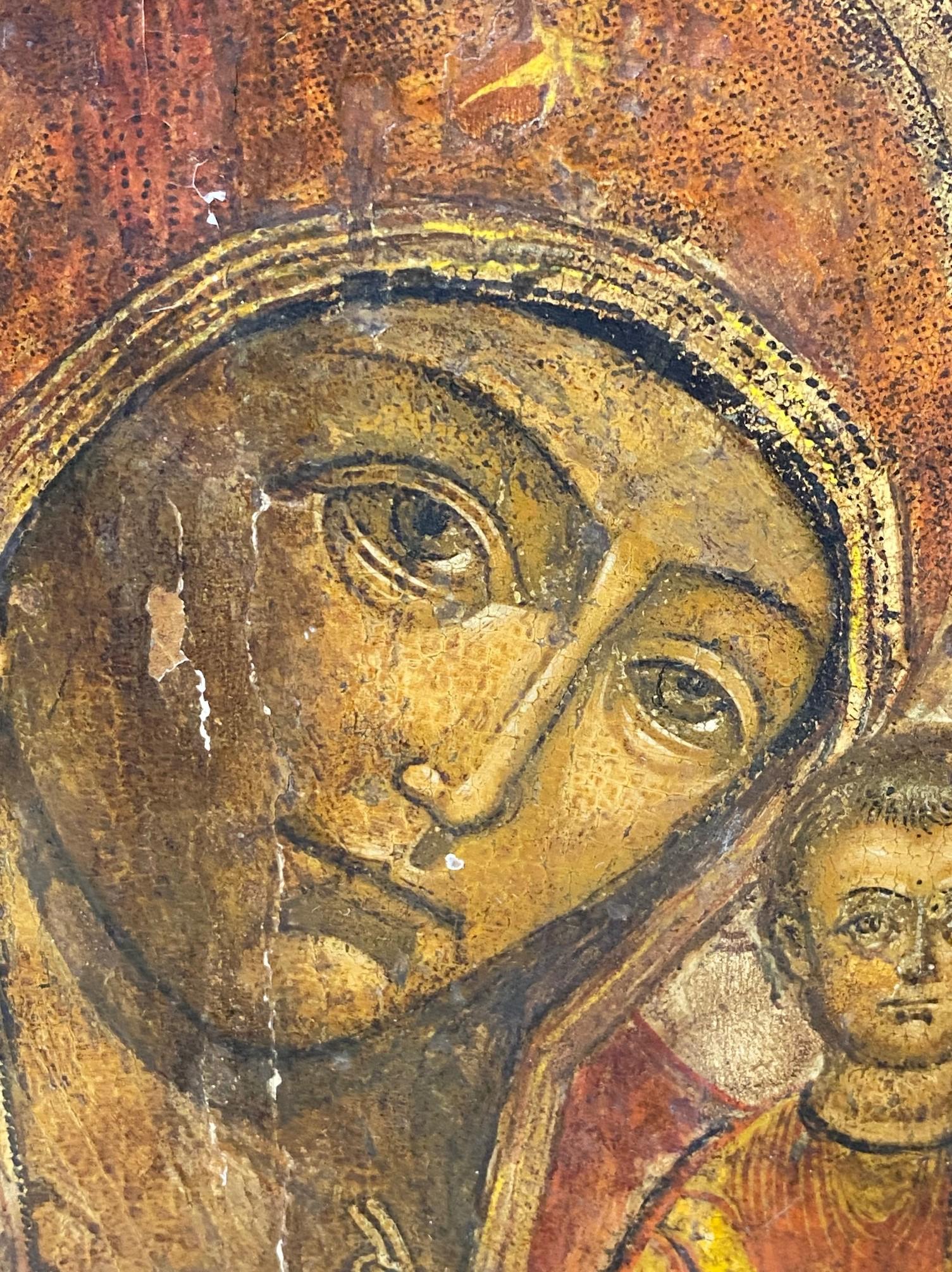 Hand-Painted Russian Icon Painting Theotokos Vladimir Madonna Mother Mary Child Jesus Christ For Sale