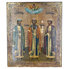 Russische Ikone „Dree Holy Hierarchs“ Chosen Saints Holztafel