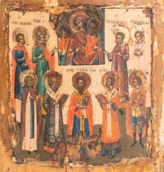 Russian Icon Unexpected Joy & Local Synaxis, 19th Century