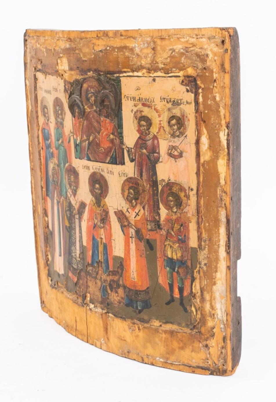 Russian Icon Unexpected Joy & Local Synaxis, 19th Century For Sale 1