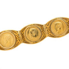 Russian Imperial 5 Ruble Nicholas II 1898 22K & 18K Gold Coin Bracelet