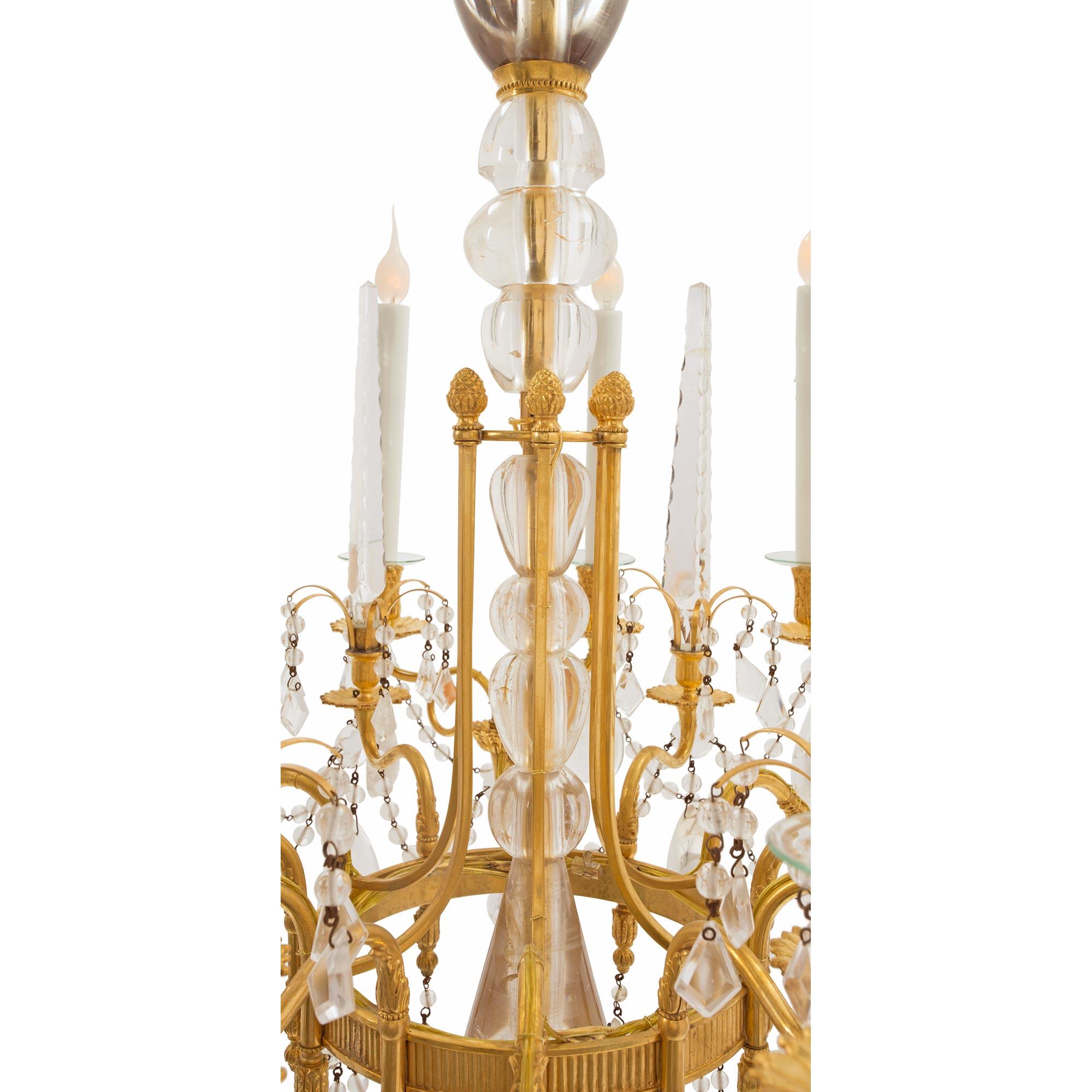 Russian Imperial 19th Century Neoclassical Style Rock Crystal Chandelier In Good Condition For Sale In West Palm Beach, FL