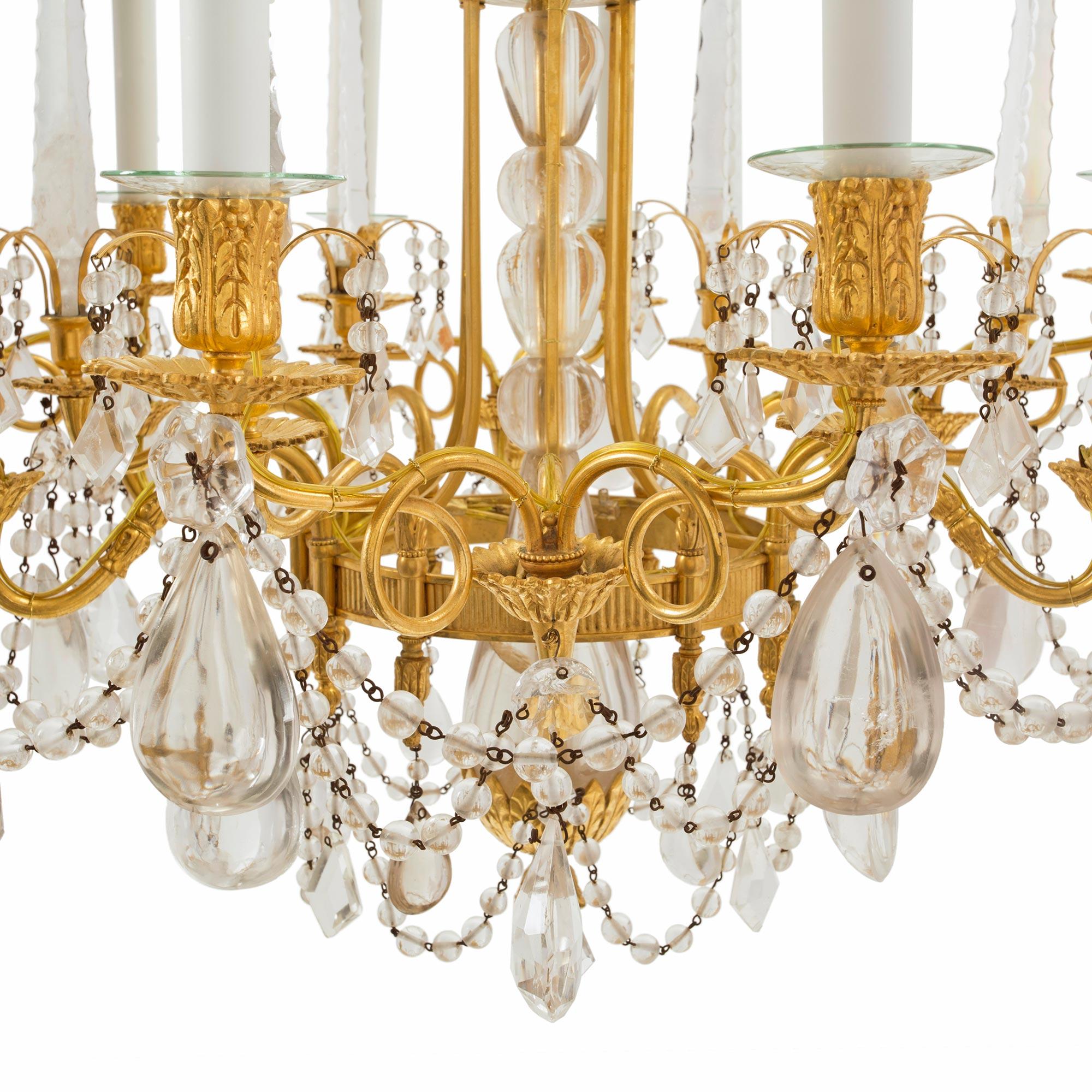 Russian Imperial 19th Century Neoclassical Style Rock Crystal Chandelier For Sale 1