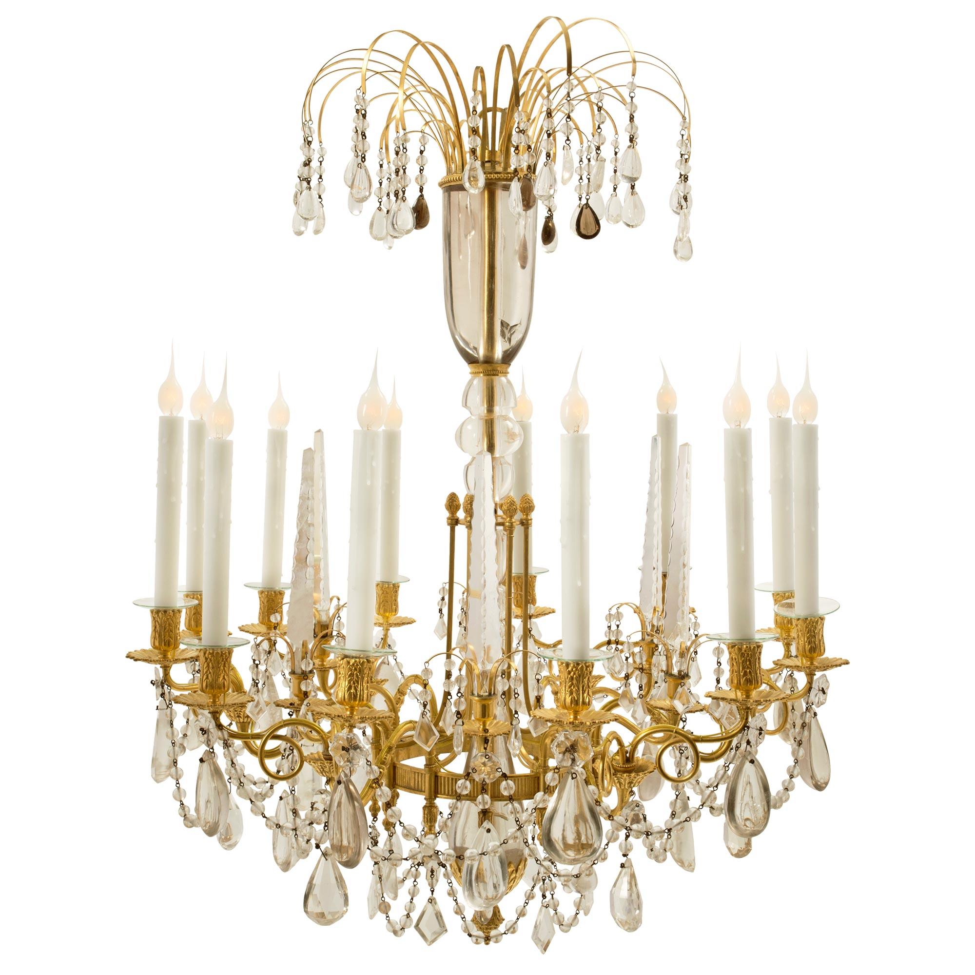 Russian Imperial 19th Century Neoclassical Style Rock Crystal Chandelier For Sale