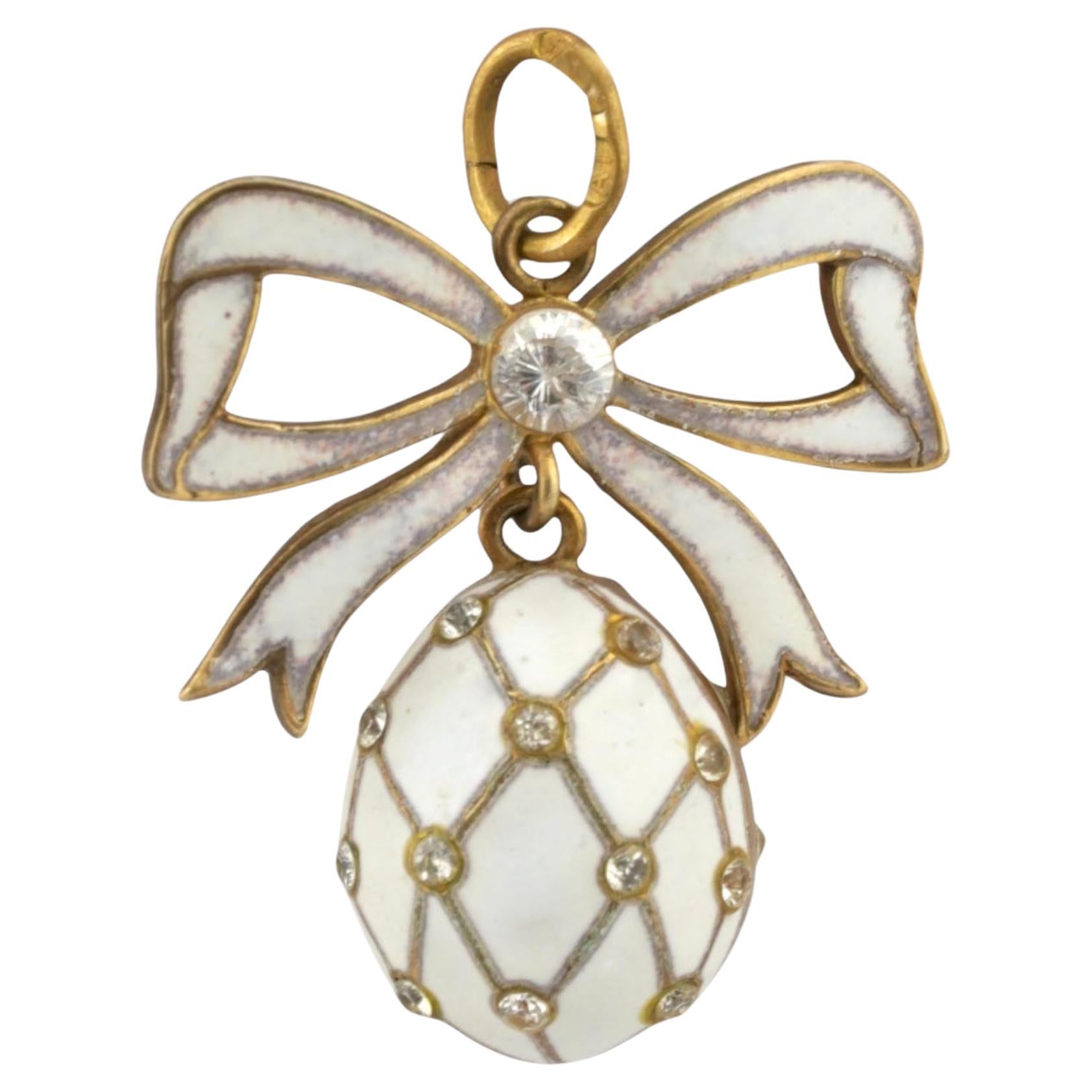 Russischer kaiserlicher Emaille-Eierbogen-Anhänger, Werkmeister Alfred Thielemann im Angebot