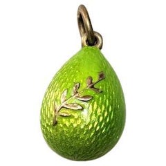 Russian Imperial Guilloche Enamel Egg Pendant