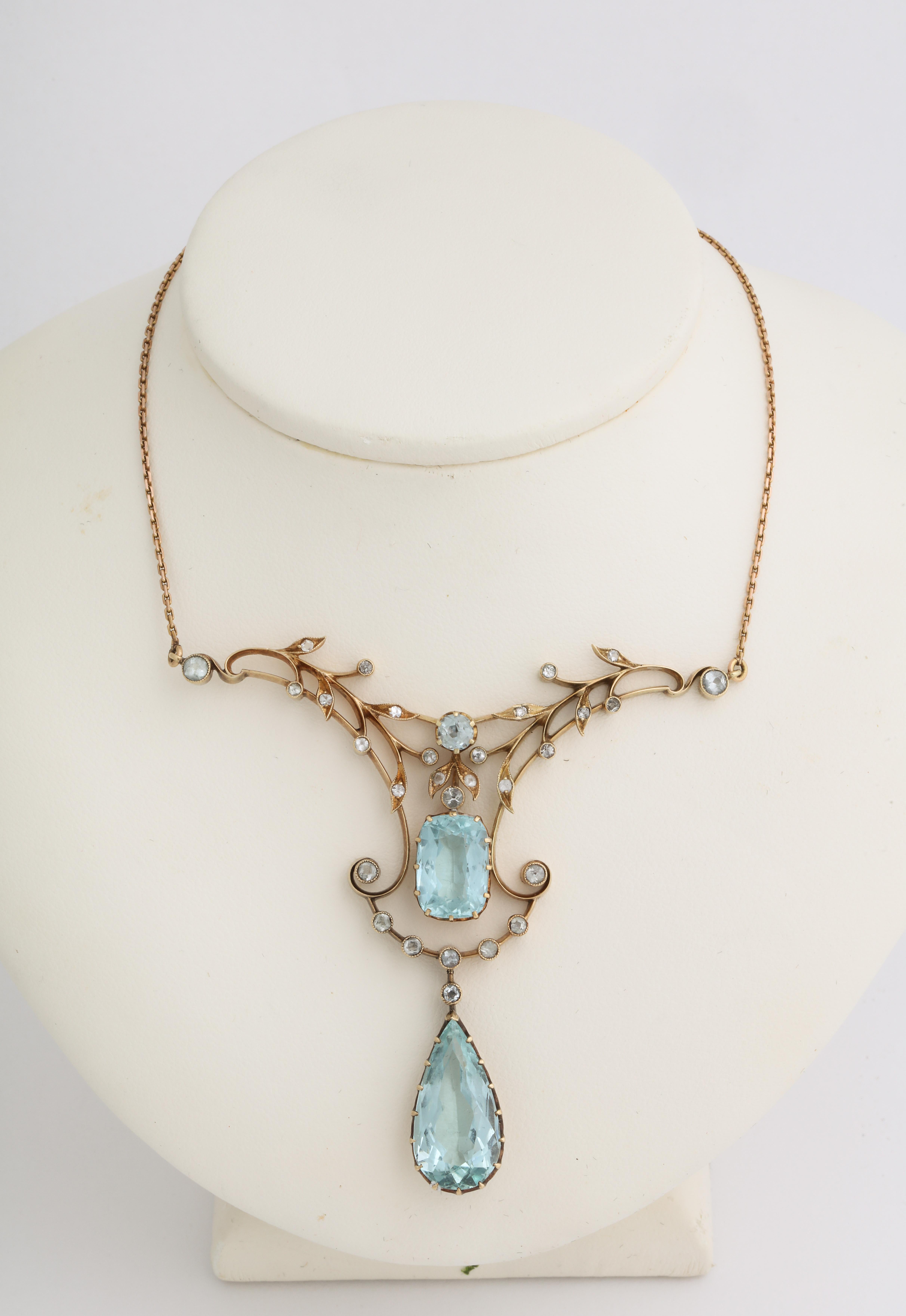 Art Nouveau Russian Imperial-era Aquamarine Necklace, St. Petersburg, c. 1910