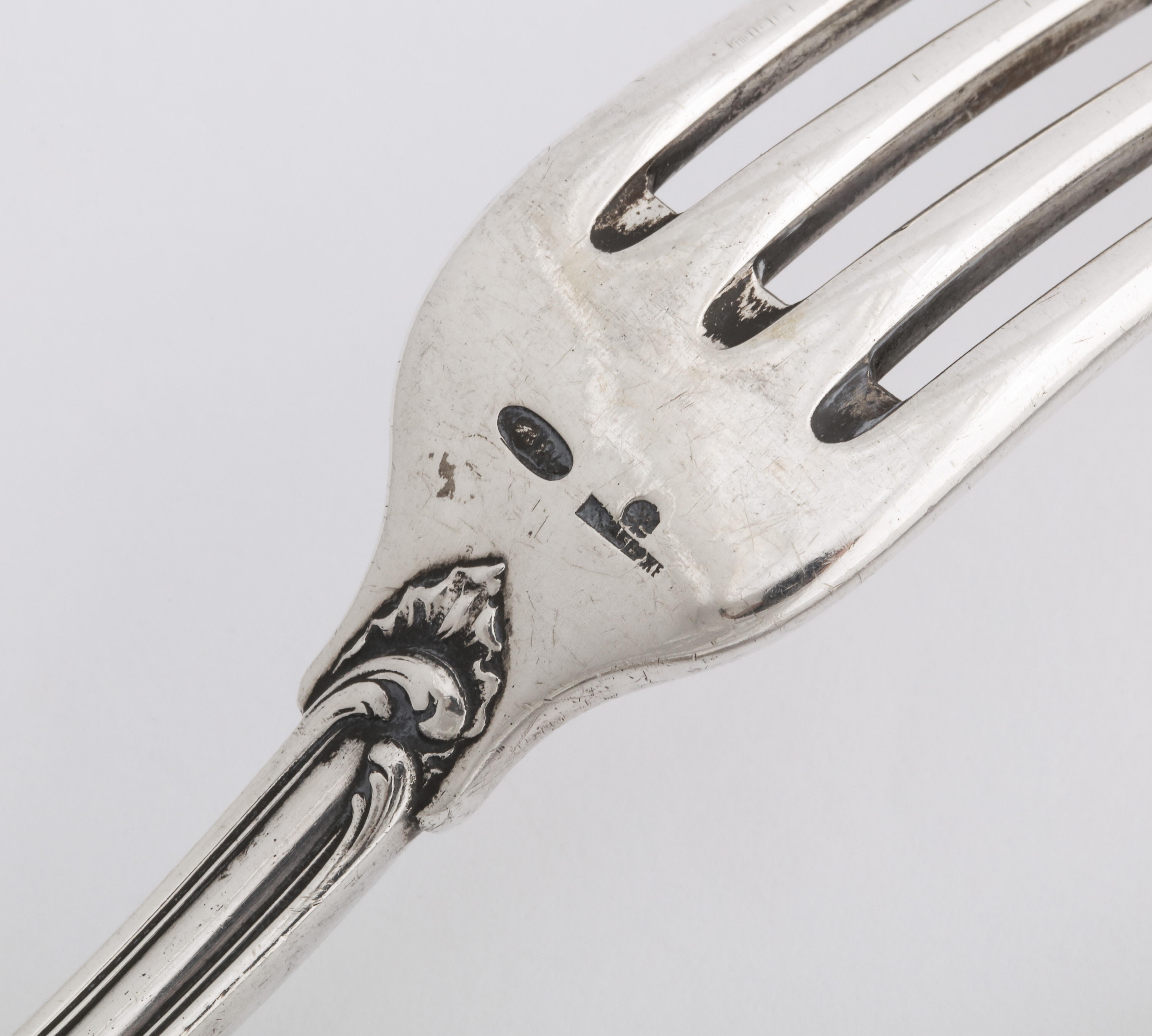 Women's or Men's Russian Imperial-Era Fabergé Silver Dinner Knife and Fork, Moscow, Circa 1900 For Sale