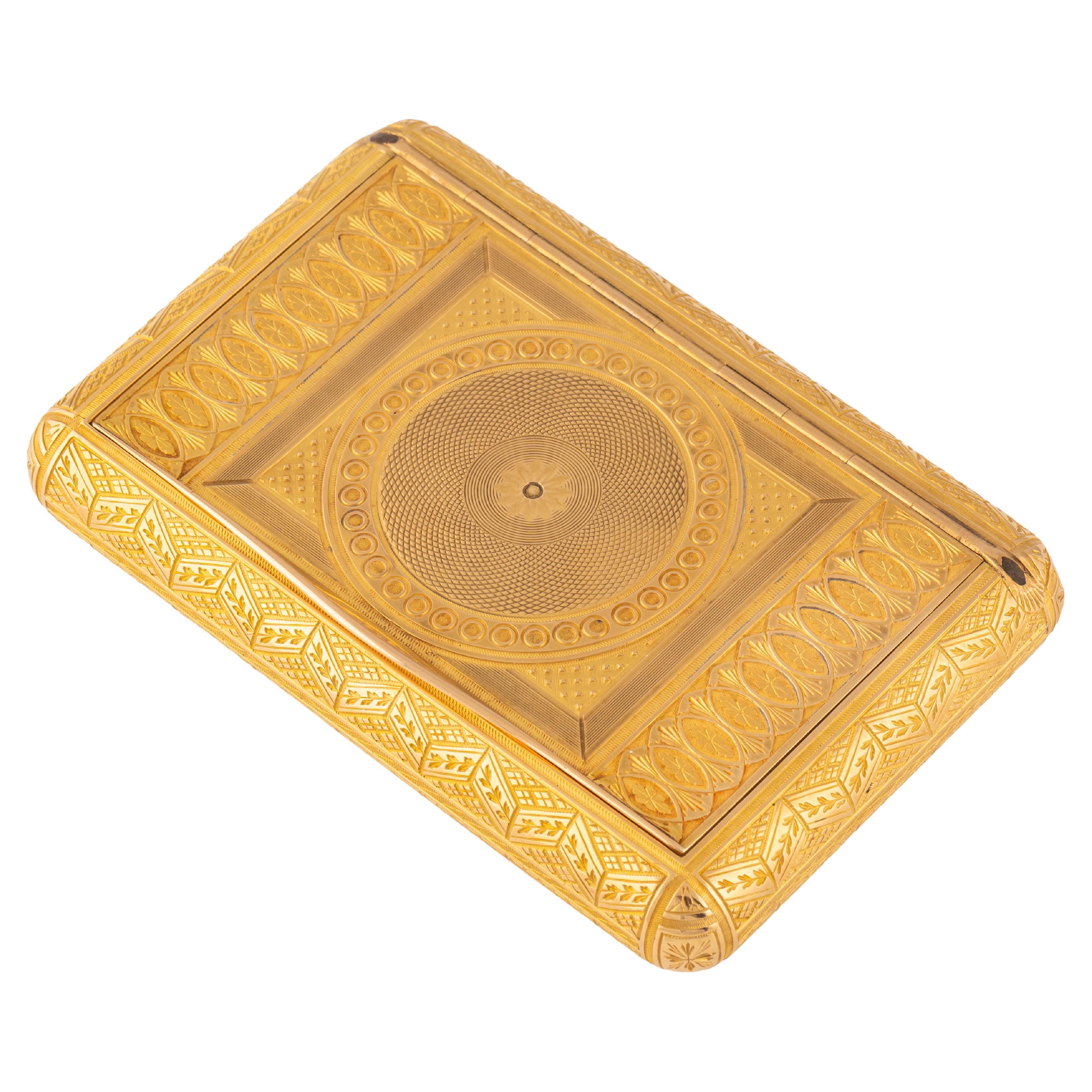 Russian Imperial-era Gold Snuff Box by Keibel, St. Petersburg, circa 1820 For Sale