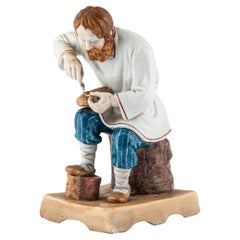 Russian Imperial-era Porcelain Figurine of Cobbler, Miklashevski, circa 1840