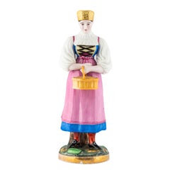 Russian Imperial-era Porcelain Figurine of Woman with Kokoshnik, Gardner c 1840