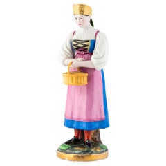 Russian Imperial-era Porcelain Figurine of Woman with Kokoshnik, Gardner c 1840