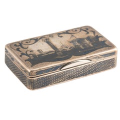 Russian Imperial-era Silver Nielloed Snuff Box, Moscow, 1866