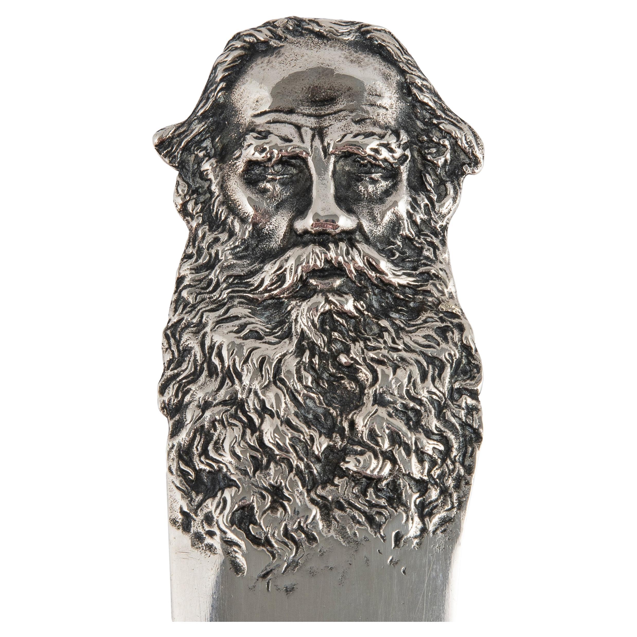  Russian Imperial-era Silver Tolstoy Novelty Paper Knife by Khlebnikov, 1910