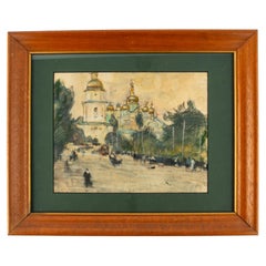 Aquarelle d'une église orthodoxe russe de l'époque impériale, 1910