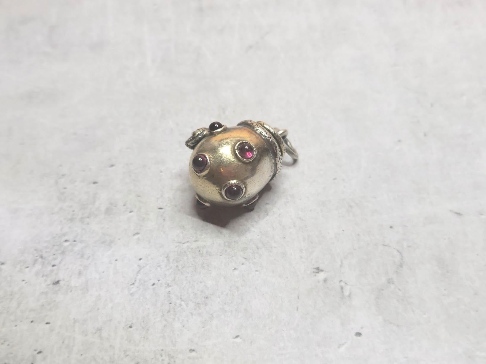 Russian Empire Russian Imperial Gilt Silver Egg Snake Pendant, Workmaster Alfred Thielemann