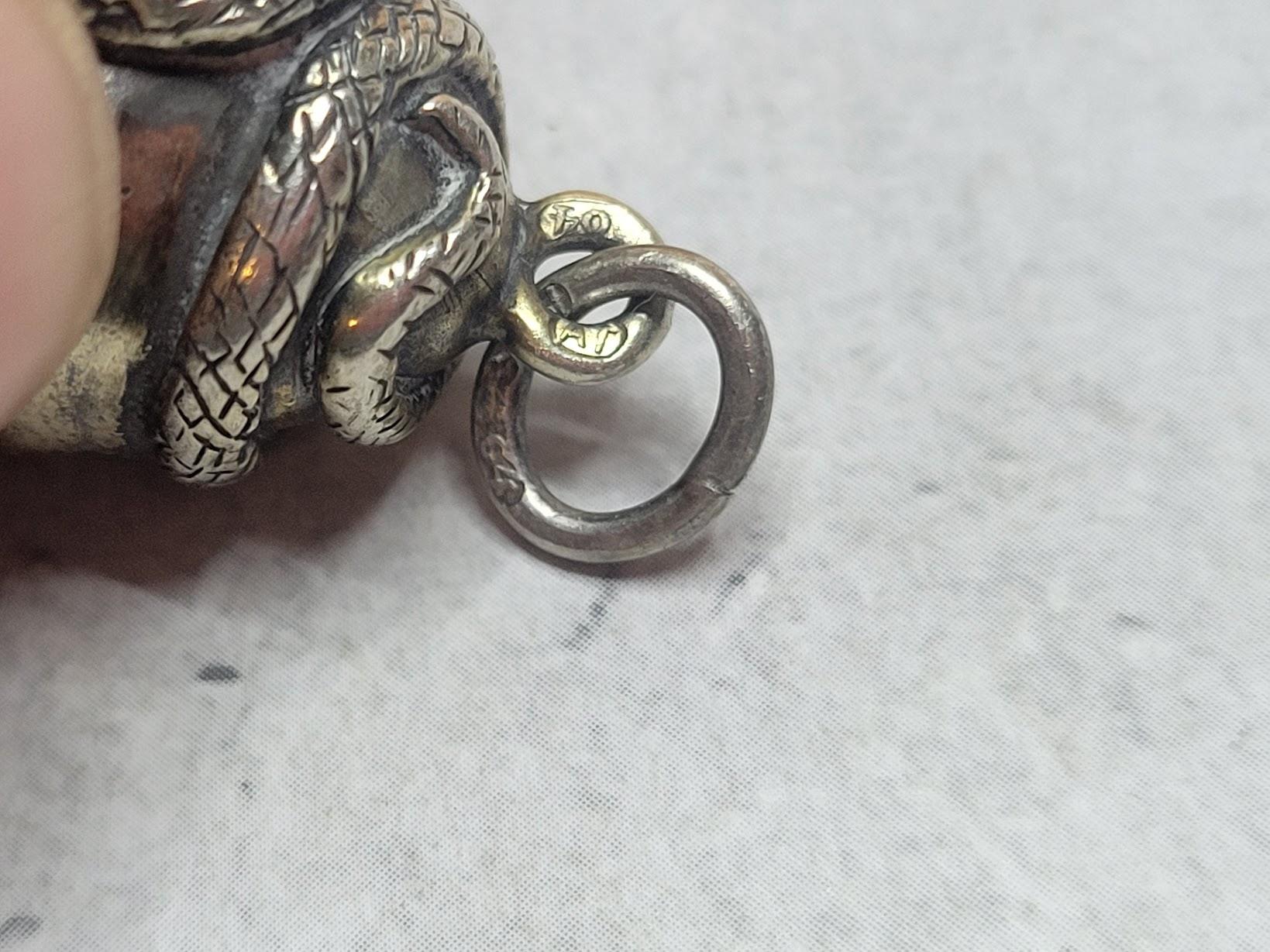Russian Imperial Gilt Silver Egg Snake Pendant, Workmaster Alfred Thielemann 3