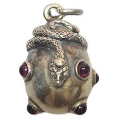 Russian Imperial Gilt Silver Egg Snake Pendant, Workmaster Alfred Thielemann