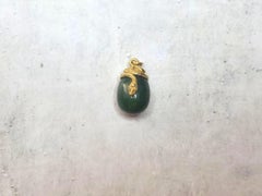 Russian Imperial Gilt Silver Jade Egg Snake Pendant, Workmaster Henrik Wigström