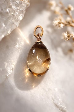 Russian Imperial Gold-Mounted Smoky Quartz Egg Pendant by Michael Perkhin