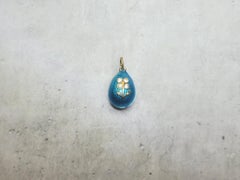 Russian Imperial Guilloche Blue Enamel Egg Pendant, Workmaster Alfred Thielemann