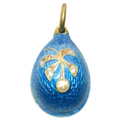 Russian Imperial Guilloche Egg Pendant, Workmaster Anders Johan Nevalainen