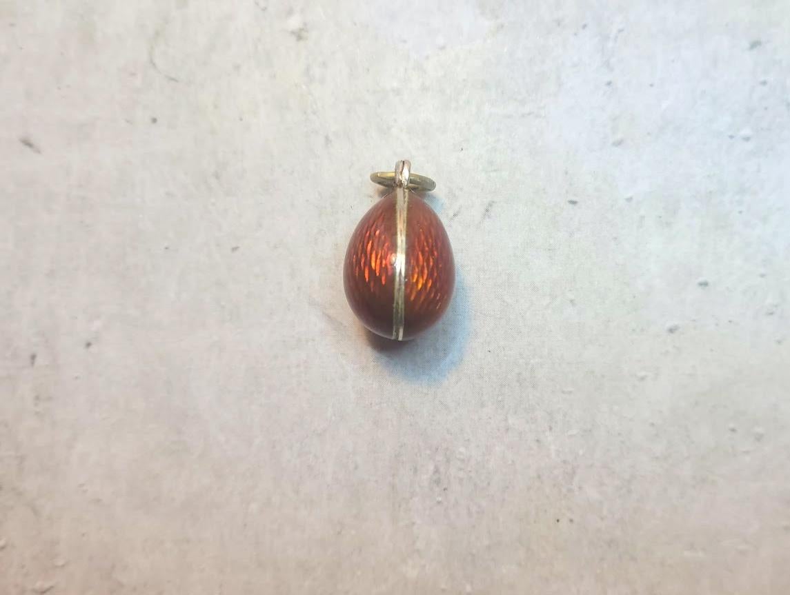Russian Empire Russian Imperial Guilloche Enamel Egg Pendant, Workmaster Alfred Thielemann