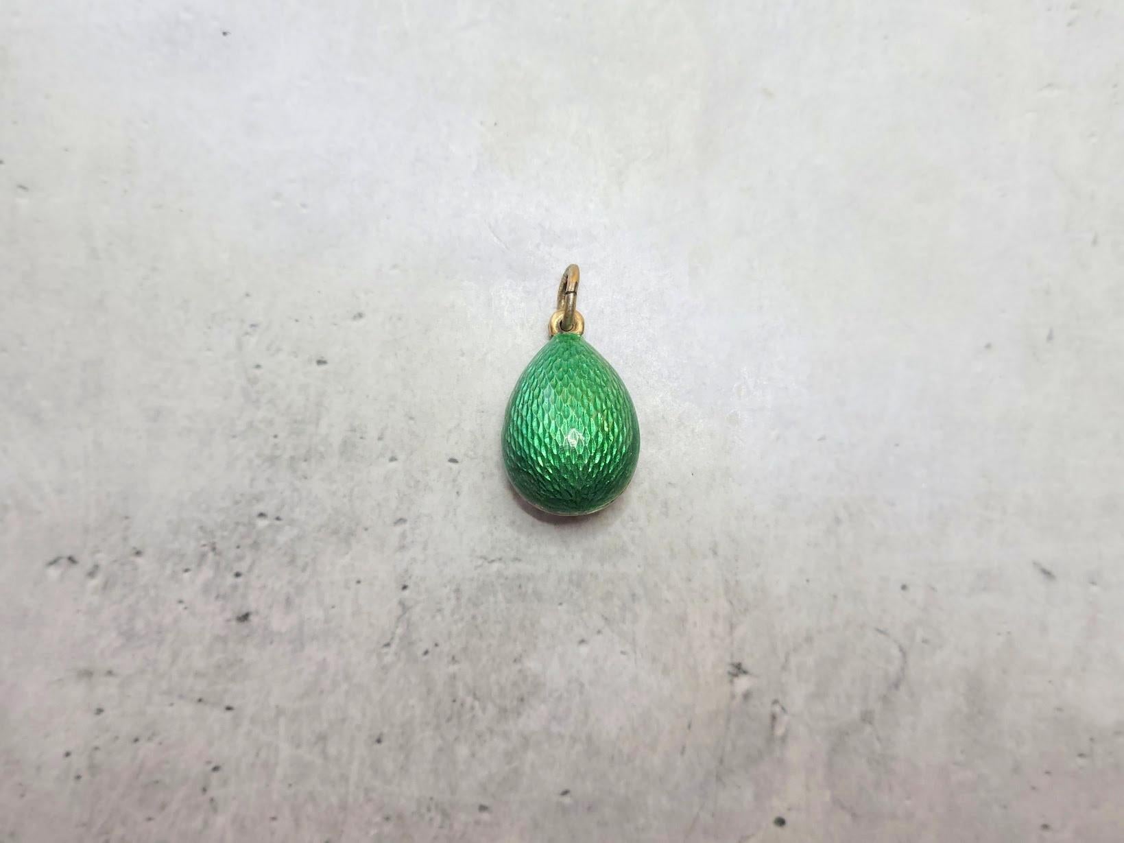 Women's or Men's Russian Imperial Guilloche Enamel Egg Pendant, Workmaster Phillip Theodore Ringe